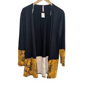 NWT Red Lolly Black and Snake Skin Open Front Long Sleeve Cardigan Size L